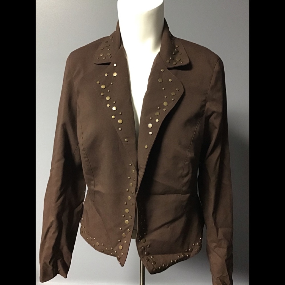 Womens Metro 7 chocolate brown studded blazer